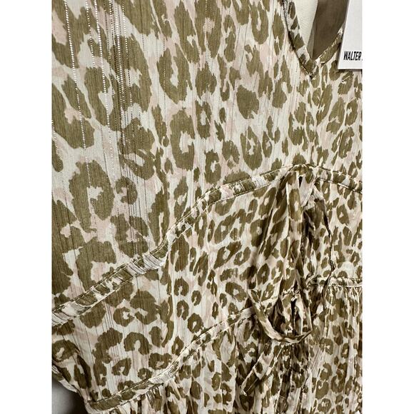 WALTER BAKER  Faber Tie-Detailed Leopard-Print Metallic Georgette Dress Sz 0 - Picture 7 of 13